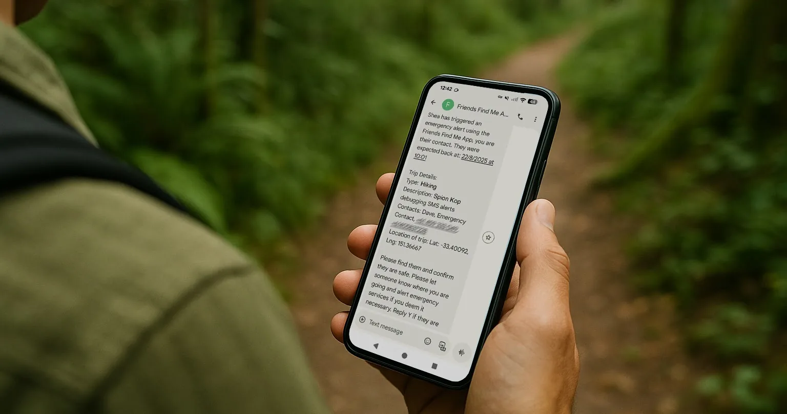 An alert being sent to trusted contacts